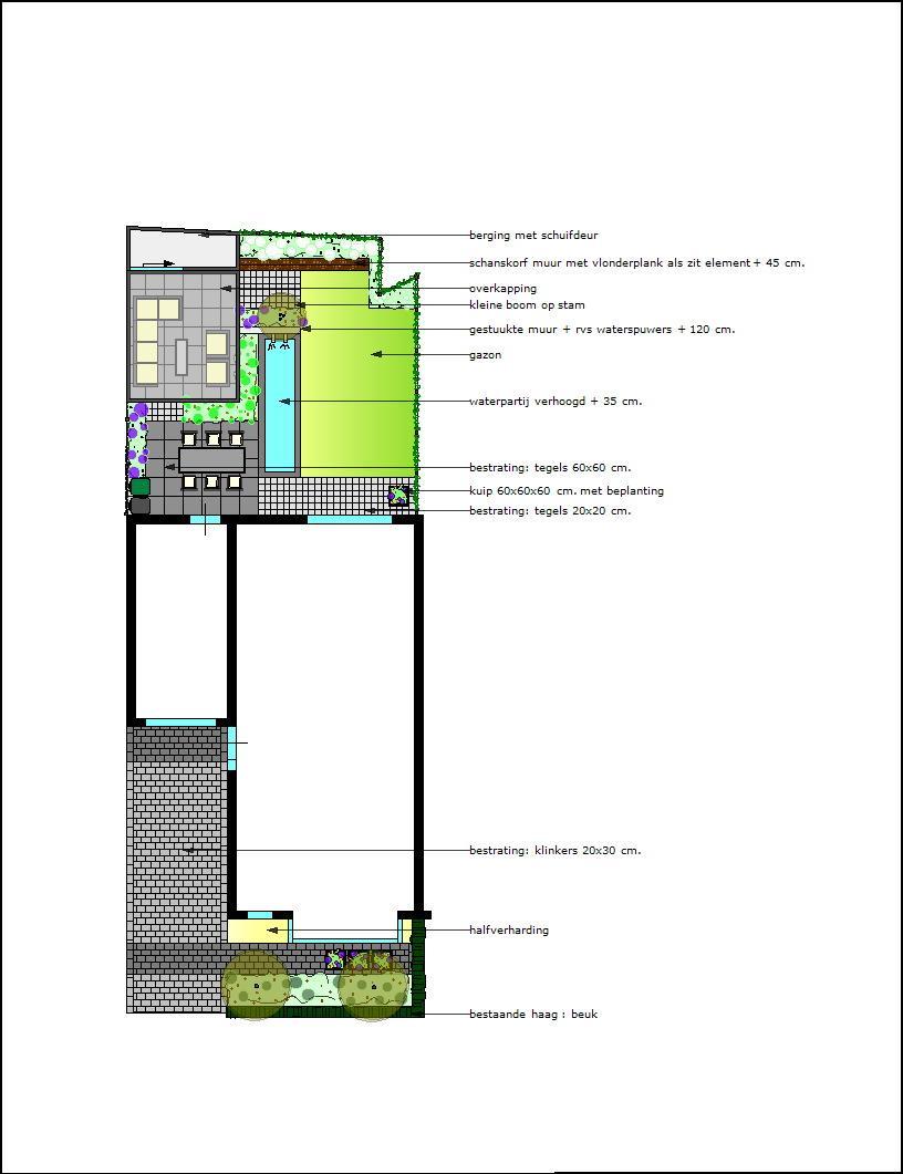 Voorbeeld tuinontwerp kavel 8 t Blazoen te Best